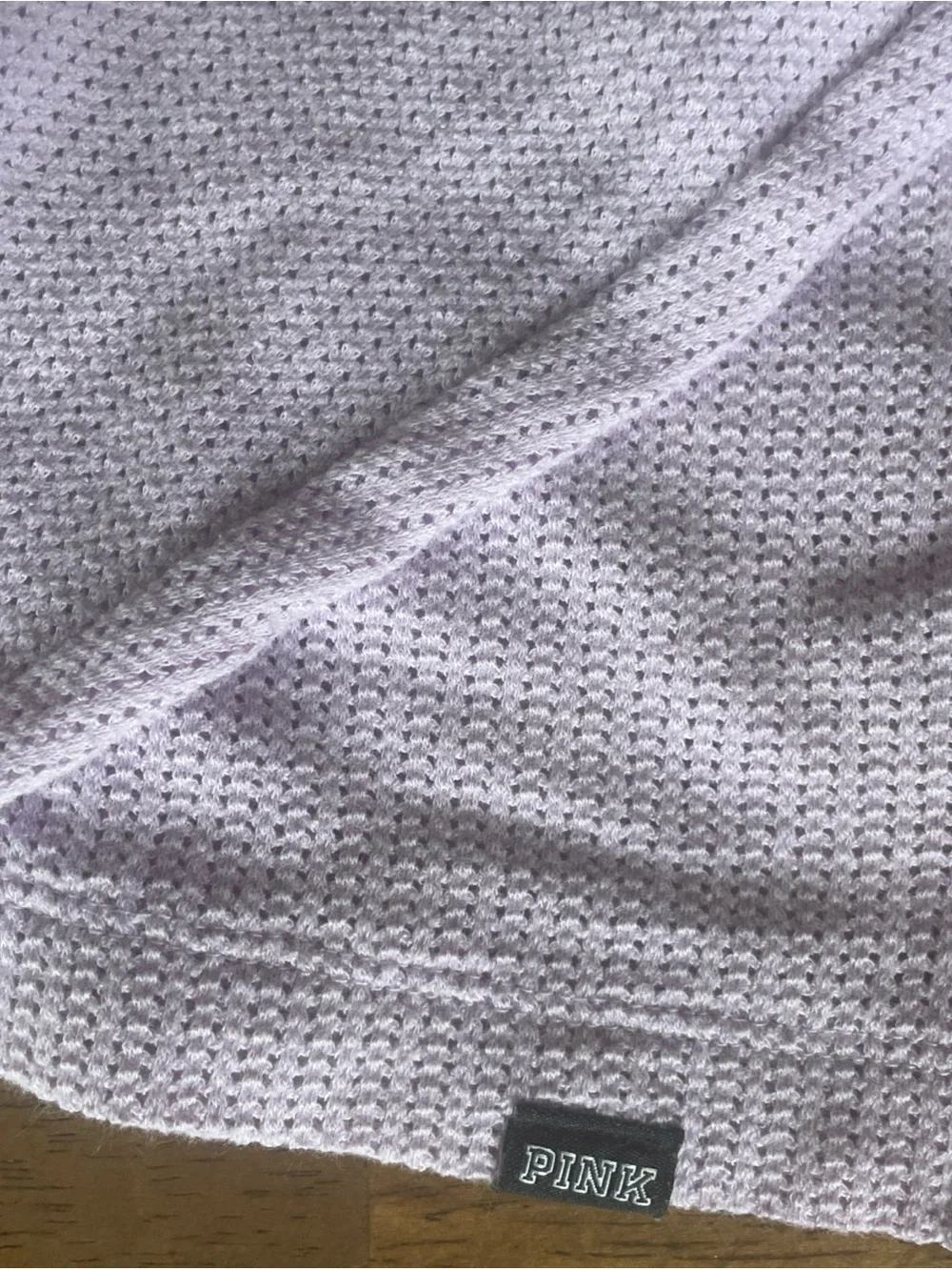 PINK Victoria's Secret lavender Crop Waffle-Knit Hoodie Medium